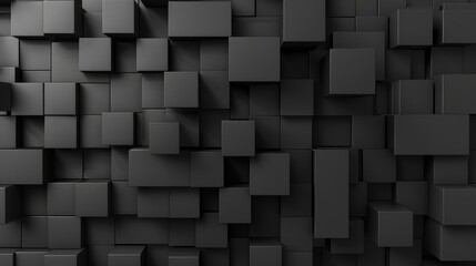 A textured black wall composed of varying sizes of 3D cubes.