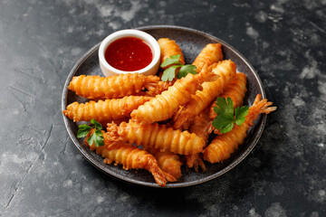 Fried Shrimps, prawn tempura with sweet chili sauce