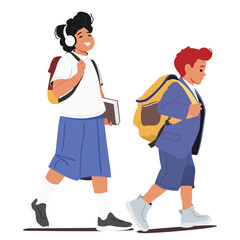 School fashion for cute smart student cartoon characters back to school isolated on white background