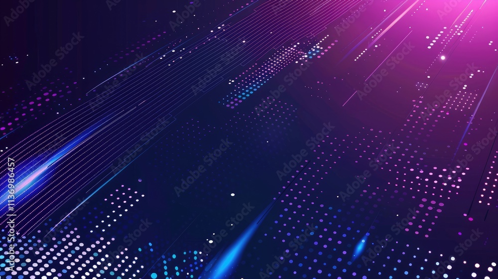 Poster abstract digital background with vibrant lines and dots, creating a futuristic feel.