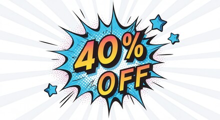 Obraz premium Bold comic-style graphic announcing 40% off sale