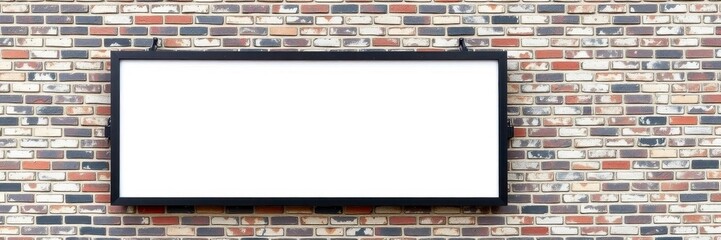 A close-up outdoor poster mockup against a brick wall with weathered texture, empty, brick wall, art