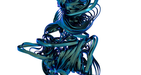 Abstract 3D Render of Intertwined Metallic Blue Ribbon