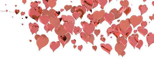 Falling love heart confetti 3d illustration