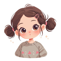 She_has_Cute_Pigtail_Buns_hairstyle_Flat_2D_cute_littl