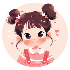 She_has_Cute_Pigtail_Buns_hairstyle_Flat_2D_cute_littl