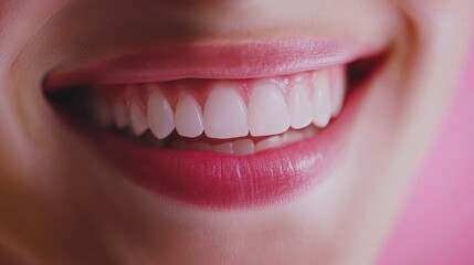 Fototapeta premium Close-up of a smile with well-aligned white teeth