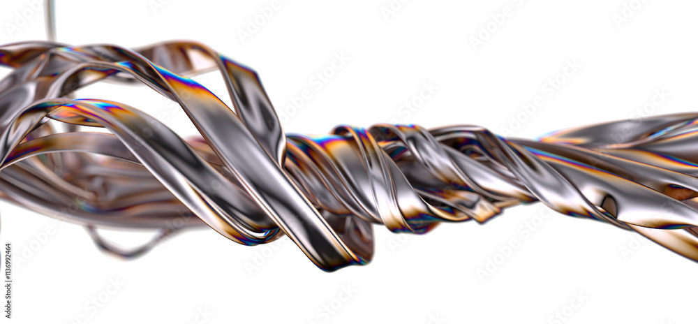 Aufkleber 3D render abstract background. Colorful twisted shapes in motion. Computer generated digital art for poster, flyer, banner