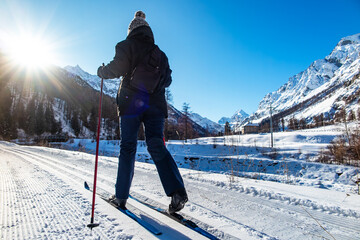 Nordic ski scene in Valle D'Aosta