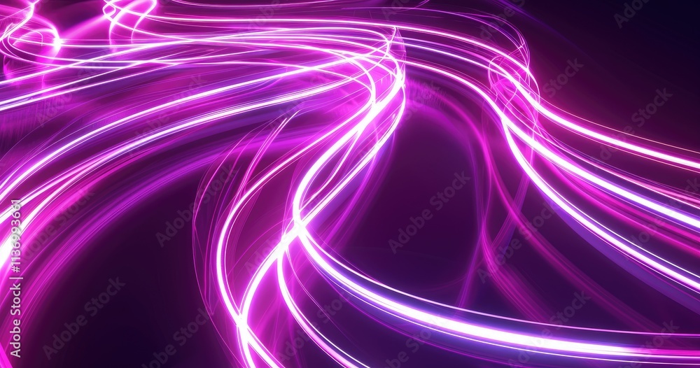 Poster abstract glowing lines in vibrant pink and purple hues, creating a dynamic visual effect.