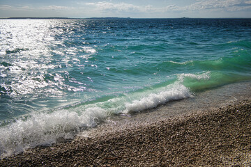 waves crashing on the beach