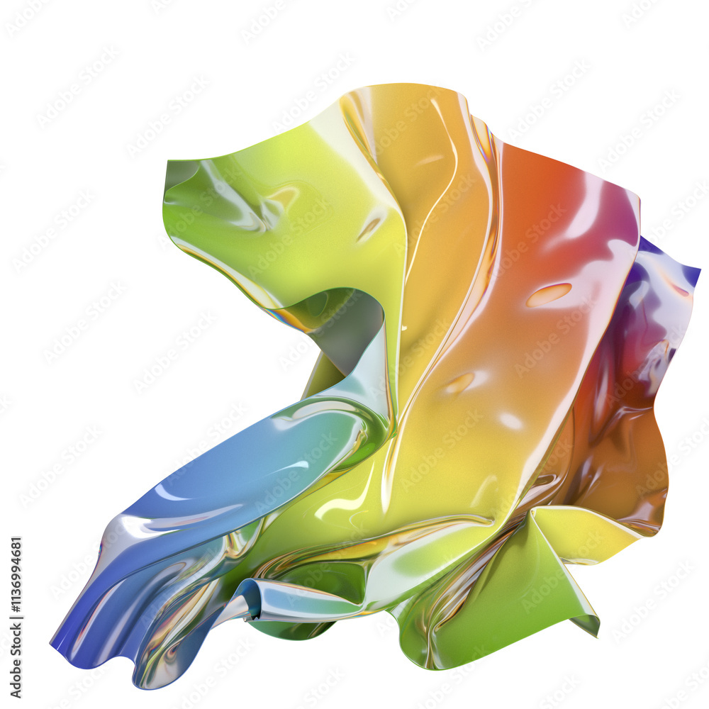 Aufkleber 3D render abstract background. Colorful twisted shapes in motion. Computer generated digital art for poster, flyer, banner