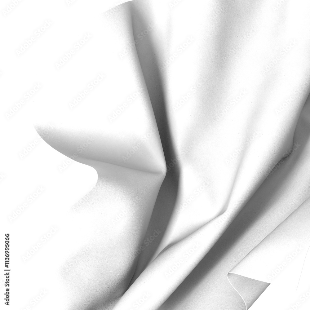 Poster abstract image of flowing white liquid, creating smooth waves and ripples