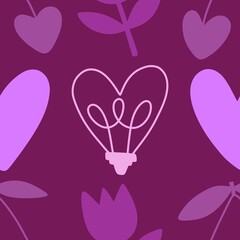 Valentine love hearts seamless 14 February illumination bulbs pattern