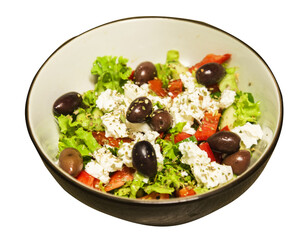 greek salad in porcelain plate