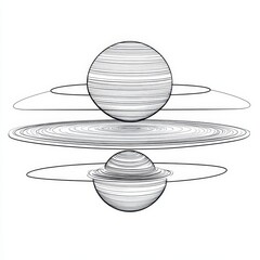 An outlined gravity force diagram between two objects