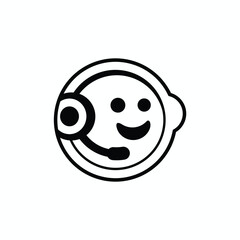 baby wearing headphones, logo design template.