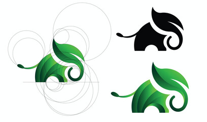 Creative Elephant Leaf Vector  Design Template, With Golden Ratio