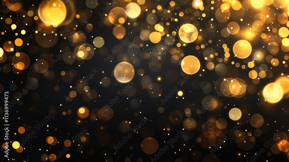 Poster a shimmering background of golden bokeh lights creating a festive and elegant atmosphere.