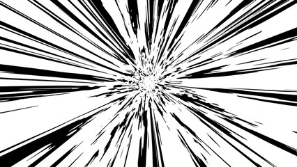 Speed burst background. Manga comic effect. Black speed lines on white background.Speed rays comic manga impact.