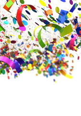 Celebration Confetti Falling on Black Background