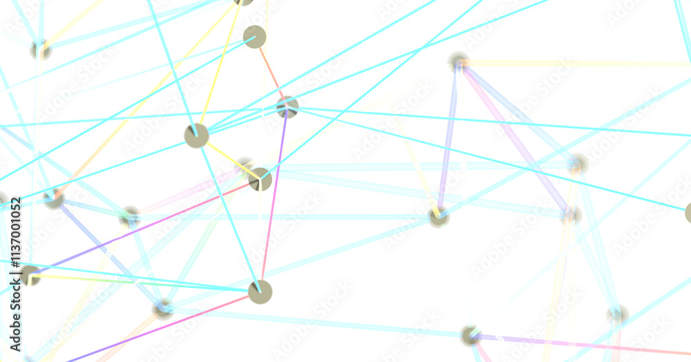 Poster abstract colorful network of lines and nodes