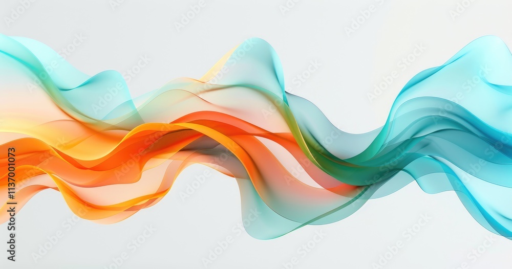 Poster abstract wavy design with vibrant colors creating a sense of movement and fluidity.