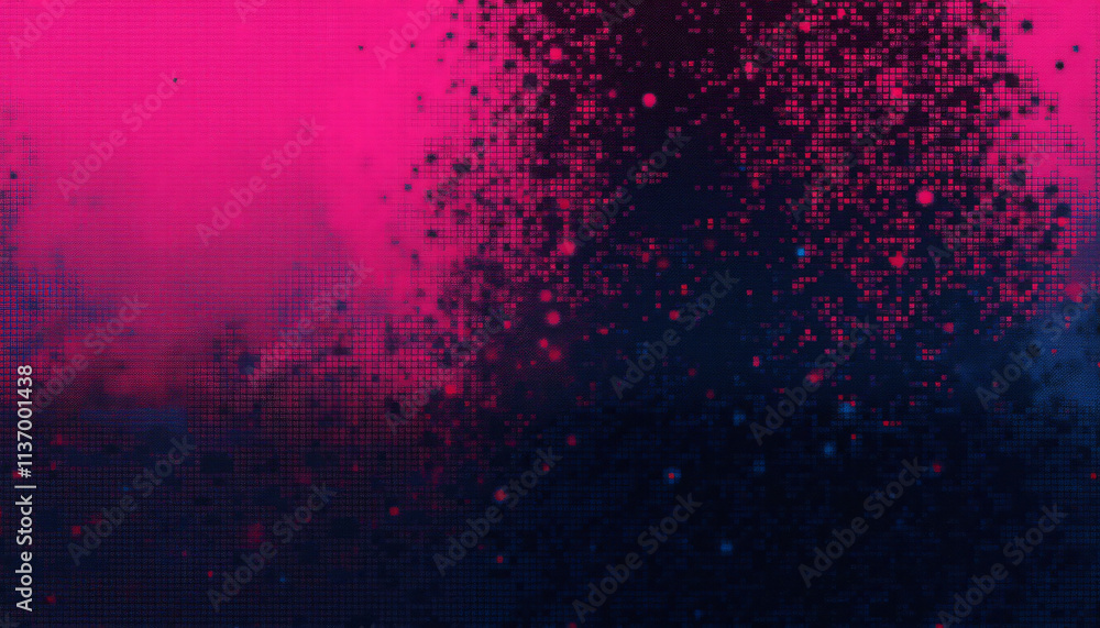 Poster vibrant abstract background with pixelated texture and colorful splashes in pink and blue