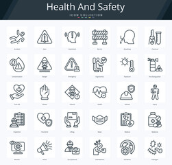 Health and safety outline icon pack for occupational and industrial work osha regulation