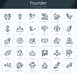Founder outline icon pack for business startup investor and entrepreneurship