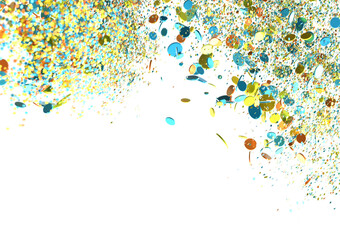 Abstract background with gold and black confetti on white. Perfect for celebration, party, or festive design.