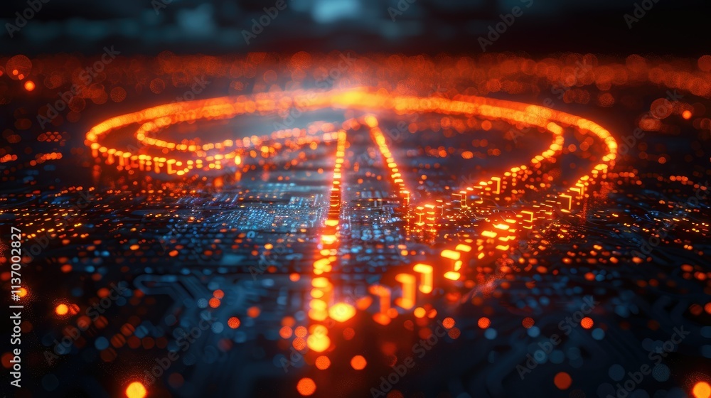 Poster a glowing circuit pattern with an intricate design, symbolizing technology and connectivity.