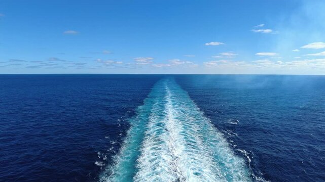 The Wake behind the cruise ship MSC Meraviglia in the Caribbean Sea.