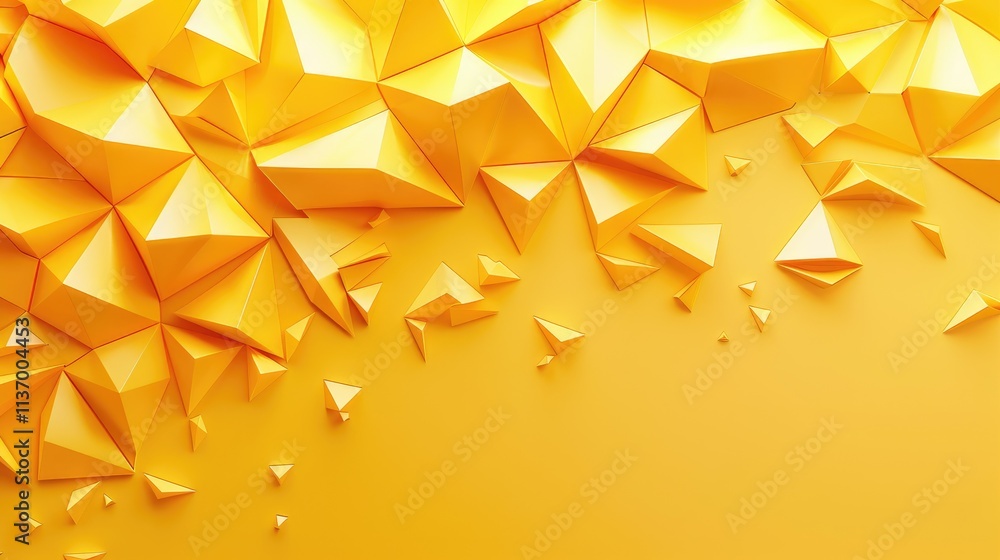 Poster abstract geometric shapes in vibrant yellow tones create a dynamic visual texture.