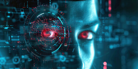 Human Eye with Overlaid Digital Interface