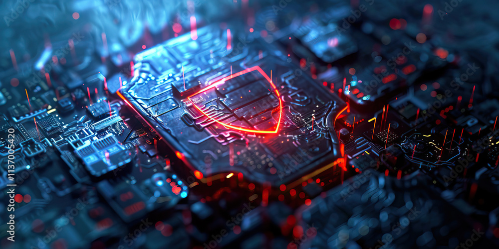 Poster circuit board with embedded shield icon
