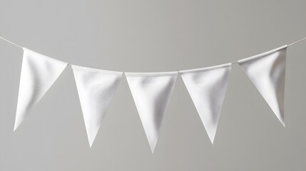  White pennant flags mockup realistic 3D set