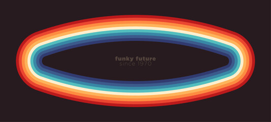 A minimalist retro banner design in an abstract style, made up of colorful stripes. Vector illustration.