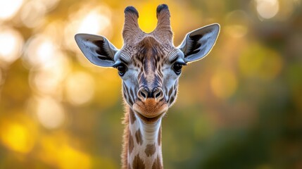 Close-up of a young giraffe's face.