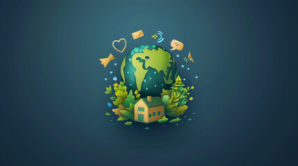 Eco-friendly living concept with global connectivity theme for environmental awareness