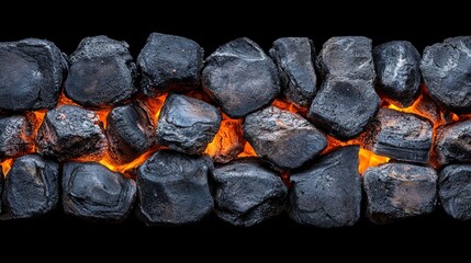 Lit Charcoal Stones with Glowing Ember Glow