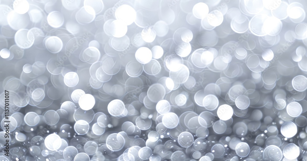 Poster a soft, blurred background of shimmering silver bokeh lights creating a dreamy atmosphere.
