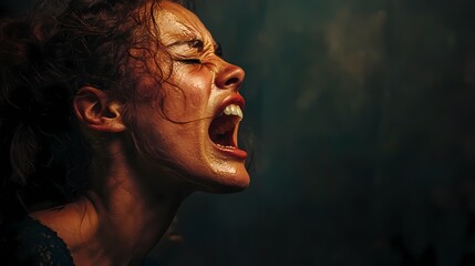 In a moment of raw vulnerability, a person expresses profound emotional pain and frustration through a powerful scream, showcasing deep anguish.