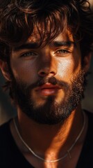 Fototapeta premium Intense Portrait of a Young Man with Beard