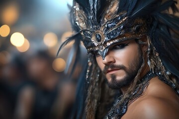 Mardi gras celebration - joyful dancers in elaborate costumes, masks, of international carnivals from spain to brazil, showcasing dynamic energy, vibrant atmosphere of global street festivities.