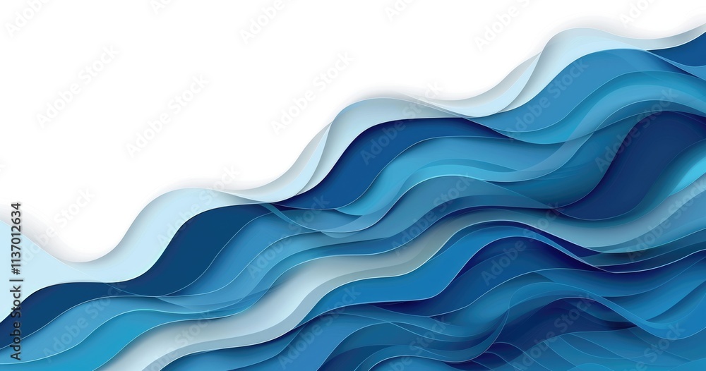 Poster abstract blue wave design with layered textures and gradients.