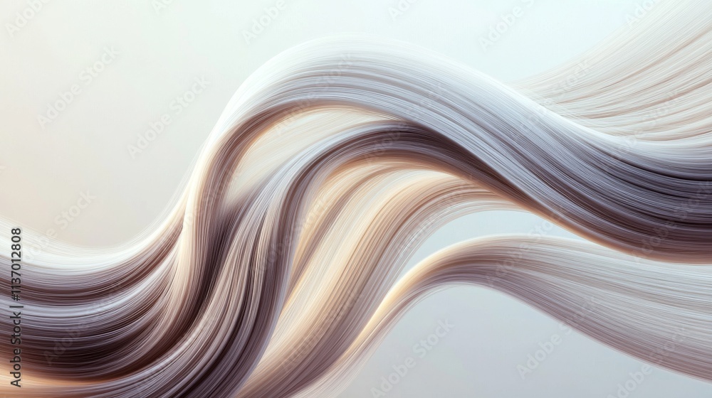 Poster an elegant abstract design featuring a flowing wave in soft beige and silver tones. the gentle curve
