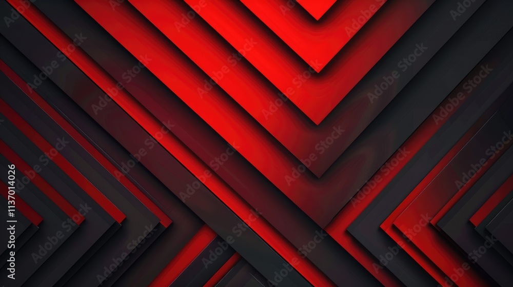 Poster abstract red and black layered geometric design with sharp angles and depth.