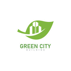 green city skyline logo design property  building vector icon