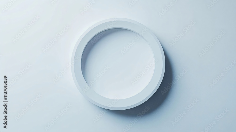 Poster minimalist abstract: a study of form and space with a simple white circle on a soft blue backdrop
